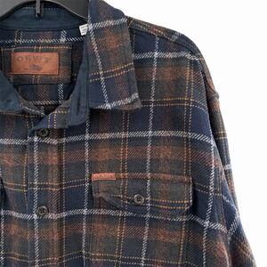 Orvis Shacket Mens 2XL Blue Plaid‎ Button Up Heavy Flannel Shirt Jacket Pocket
